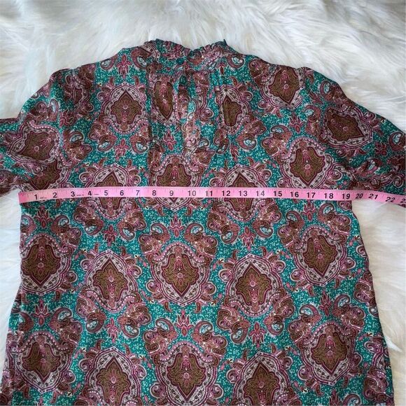 Joie Paisley Print Blouse Women's M Multicolor Mock Neck Long Sleeve - Picture 11 of 13